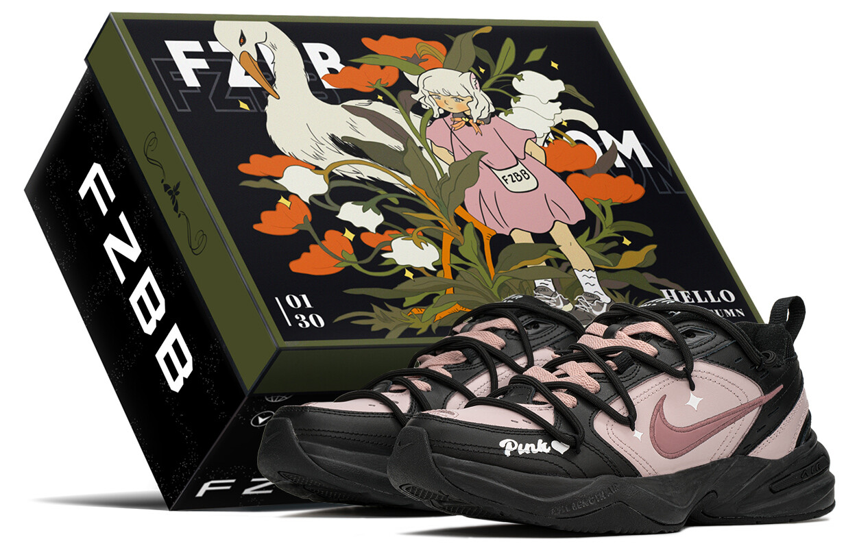 

Кроссовки Nike Air Monarch 4 Chunky Sneakers Unisex Low-top Black/pink, черный/розовый