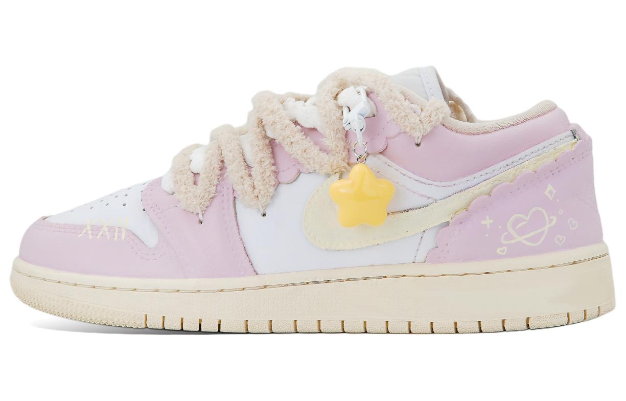 

Кроссовки Air Jordan 1 Vintage Basketball Shoes Women's Low-top Pink/Yellow, розовый