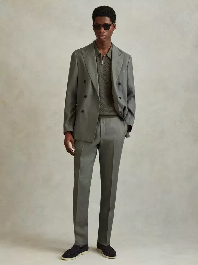 

Поло Reiss Reiss Burnham Textured Zip Neck, цвет dark sage