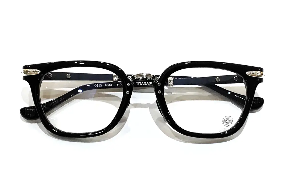 

Оправы для очков из пластика и металла неправильной формы унисекс Chrome Hearts, черный серебряный