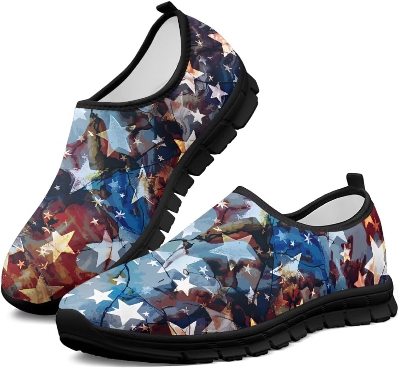 

Мужские слипоны Howilath с принтом флага, повседневные кроссовки для прогулок, обувь без шнурков с подошвой из ЭВА, American Flag Stars
