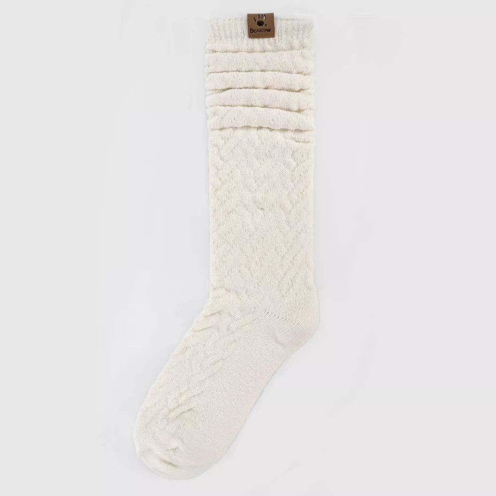 

Женские носки Bearpaw Large Cable до колена Bear Paw, цвет Ivory