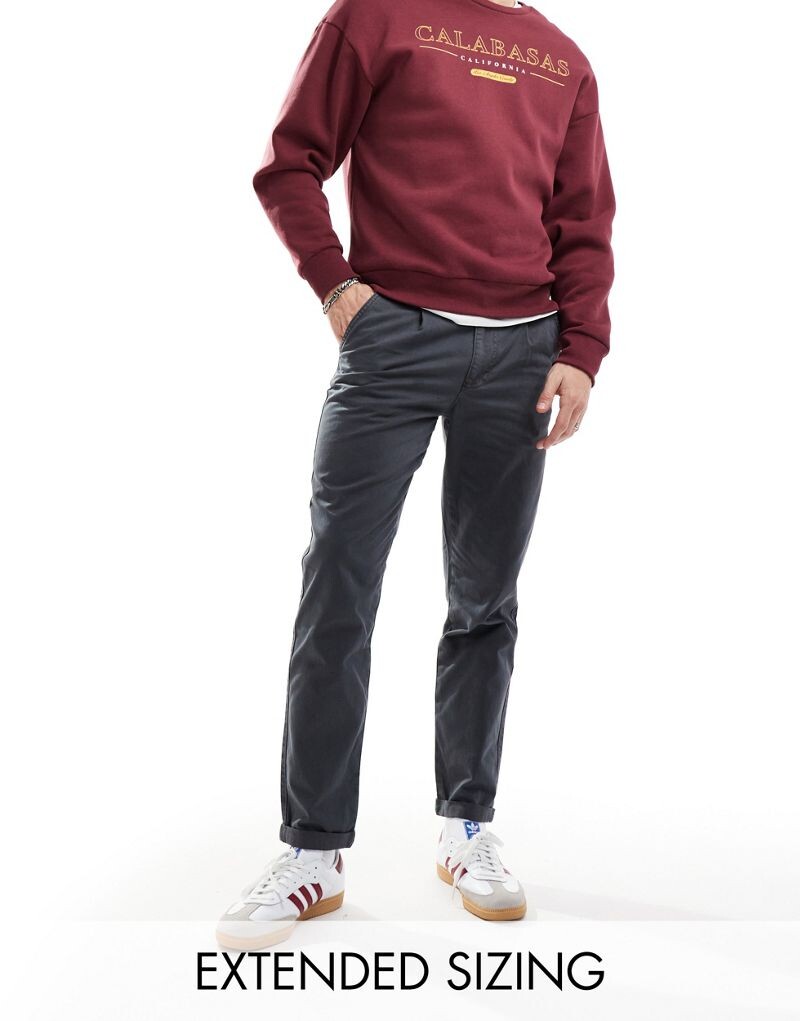 

ASOS DESIGN – классические жесткие брюки чинос темного угольного цвета