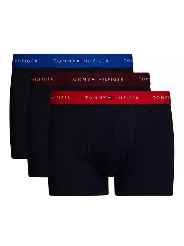

Трусы Tommy Hilfiger Essential Logo Waistband 3 шт, цвет blue/deep crimson/rouge