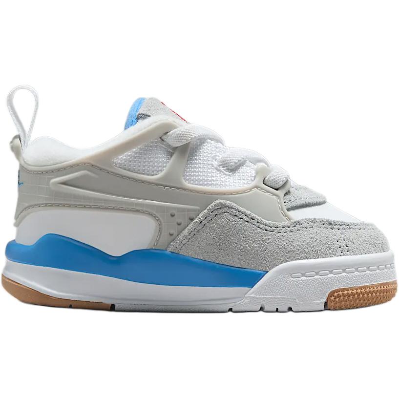 Jordan Air 4 нескользящие устойчивые к истиранию низкие кроссовки для малышей White/Blue/Light Gray — фото 3