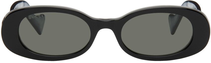 

Черные овальные солнцезащитные очки Gucci, цвет Black