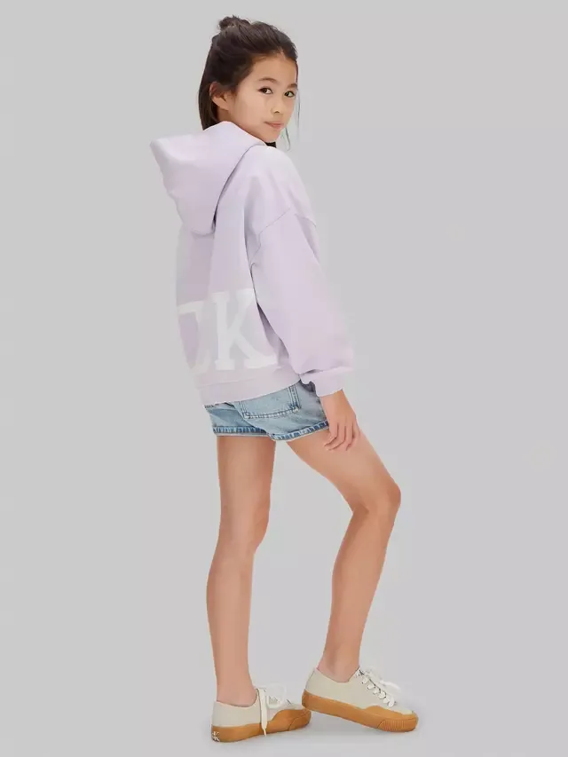 Детская хлопковая толстовка с логотипом, цвет Островная сирень Calvin Klein — фото 2