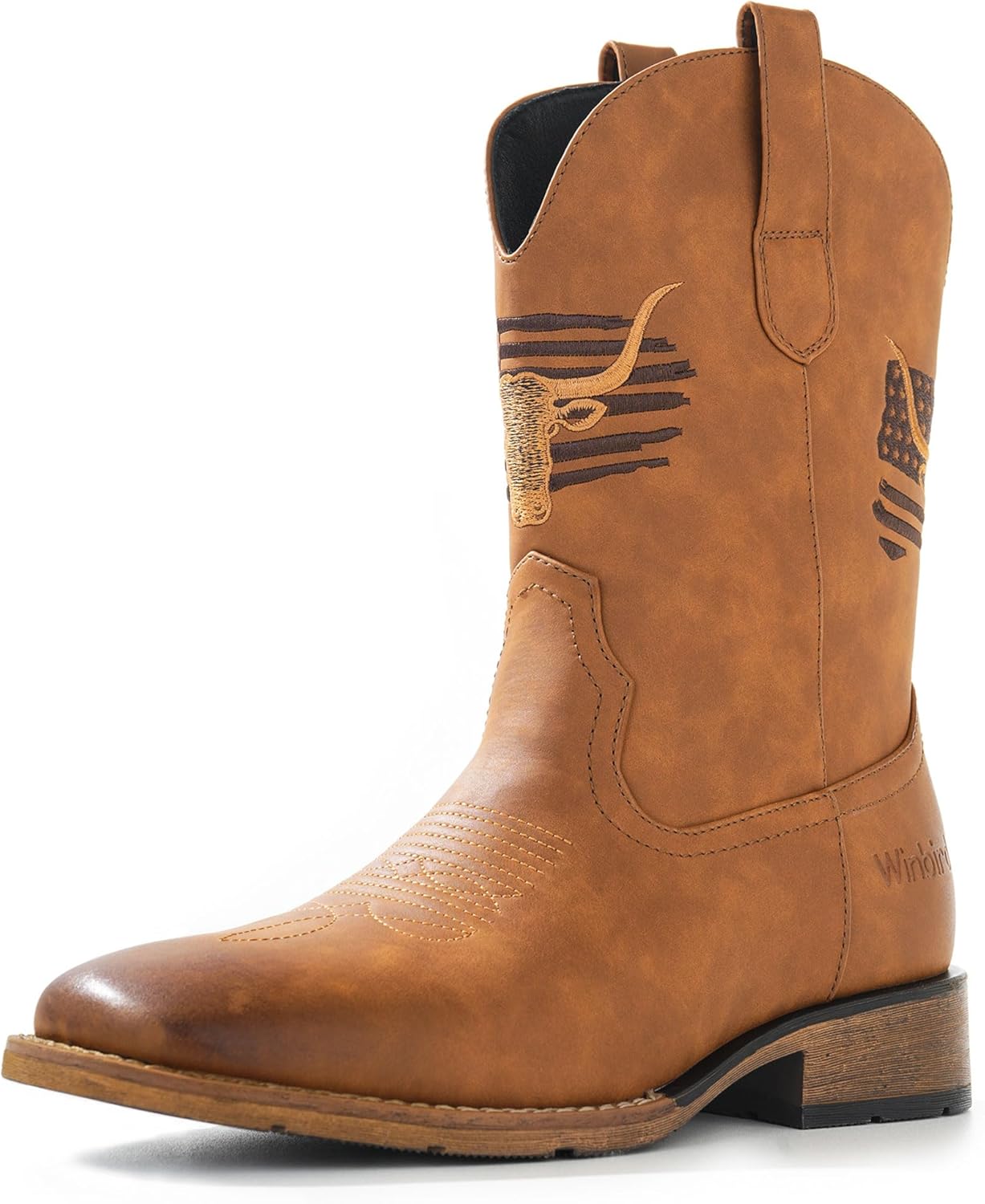 

Мужские ковбойские сапоги winbird с квадратным носком из веганской кожи Macephenomelon