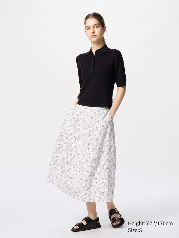 

Юбка-Кокон из хлопковой смеси (с принтом) Uniqlo, белый