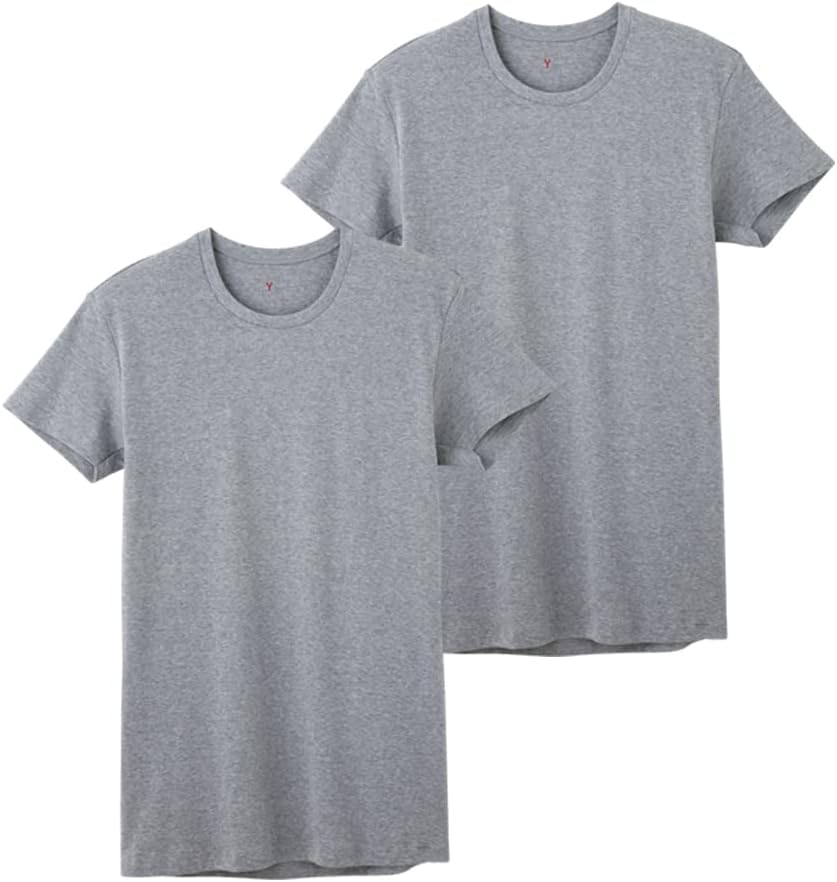 

Мужская футболка GUNZE с коротким рукавом и круглым вырезом, желтая, 100% хлопок, YV0013V, комплект из 2 штук