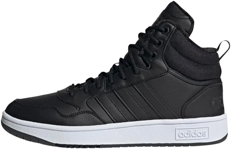 Мужские баскетбольные кроссовки Adidas Hoops 3.0 Mid Lifestyle с меховой подкладкой, зимние, Core Black Core Black Ftwr White