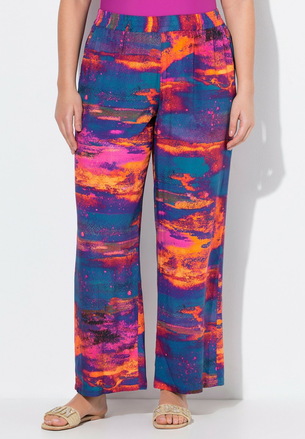 

Брюки ABSTRACT SUNSET ELASTIC WAIST PALAZZO Ulla Popken, мультиколор