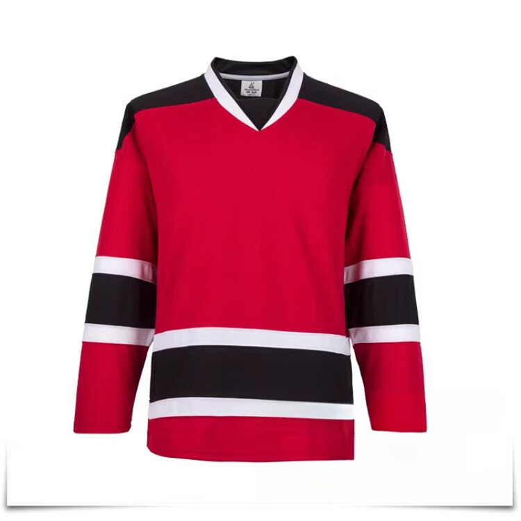 

He Jiagong Новая хоккейная форма 2024, тренировочная экипировка для хоккея, размер и логотип на заказ, красная с черными полосами, универсальный размер