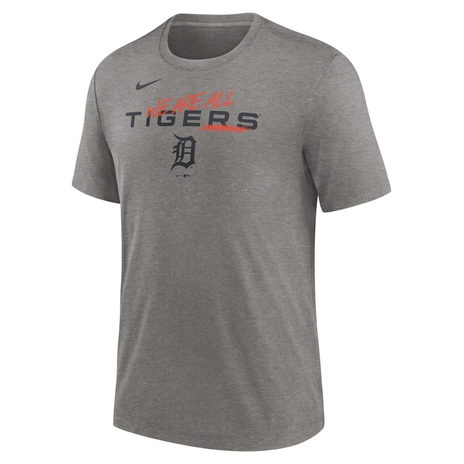 Мужская футболка Heather Charcoal Detroit Tigers We Are All Tri-Blend Nike — фото 2
