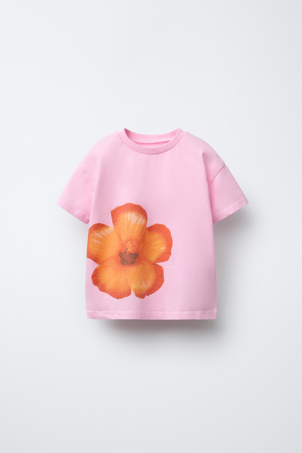 

Футболка с принтом ZARA, цвет Chalk pink