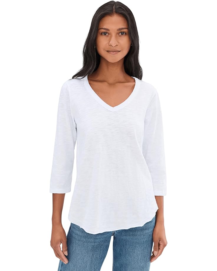 

Женская футболка Mod-o-doc с V-образным вырезом, рукавом 3/4 и фигурным подолом, White Halo, Белый, Женская футболка Mod-o-doc с V-образным вырезом, рукавом 3/4 и фигурным подолом, White Halo