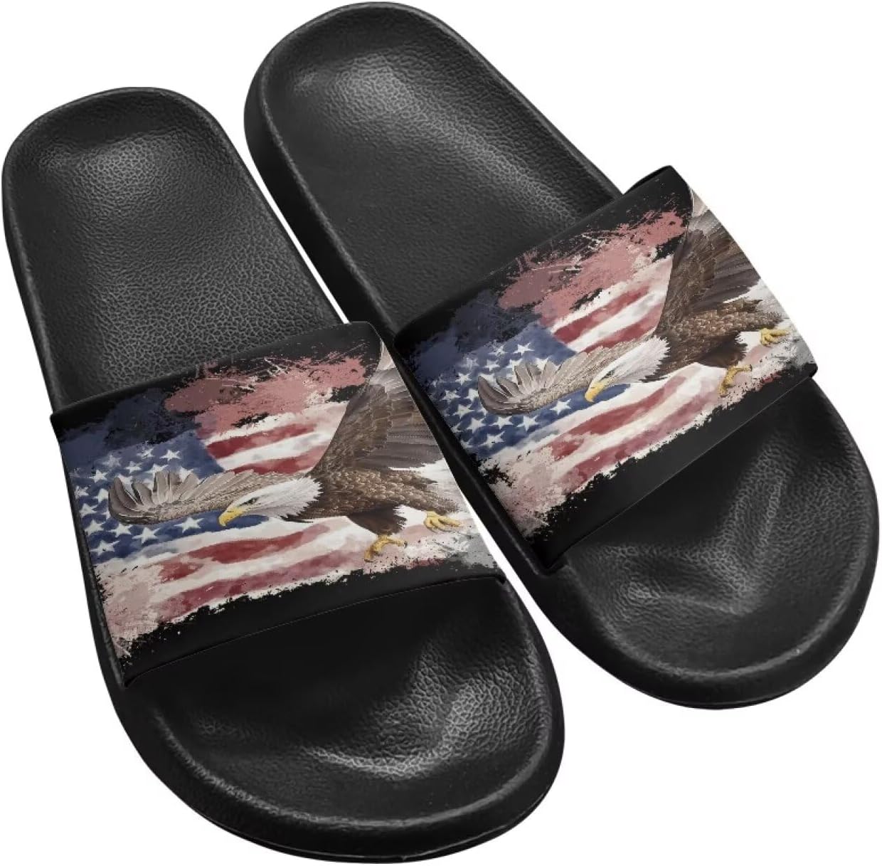 

Узкие шлепанцы для мужчин, плоские сандалии для душа с открытым носком, амортизирующие из ЭВА, летние тапочки-шлепанцы Twousenru, Eagle American Flag