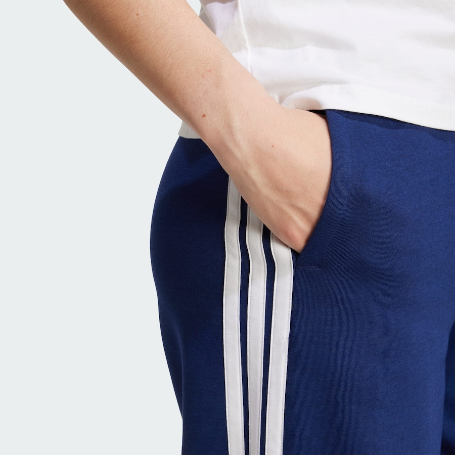 Широкие спортивные брюки ADIDAS SPORTSWEAR 3-Stripes Fleece Wide, темно-синий — фото 4