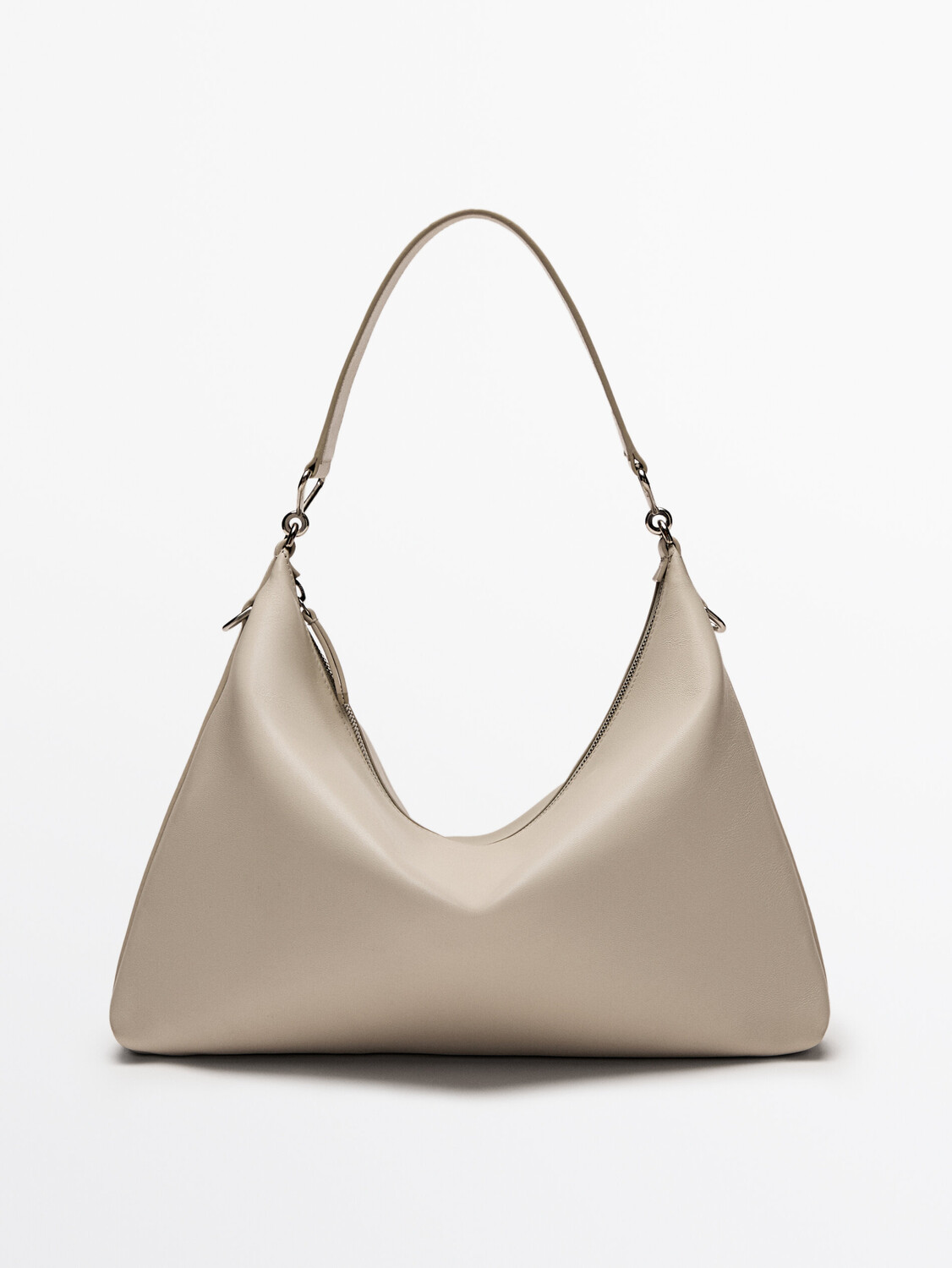 

Сумка из кожи наппа с двойным ремешком Massimo Dutti, белый