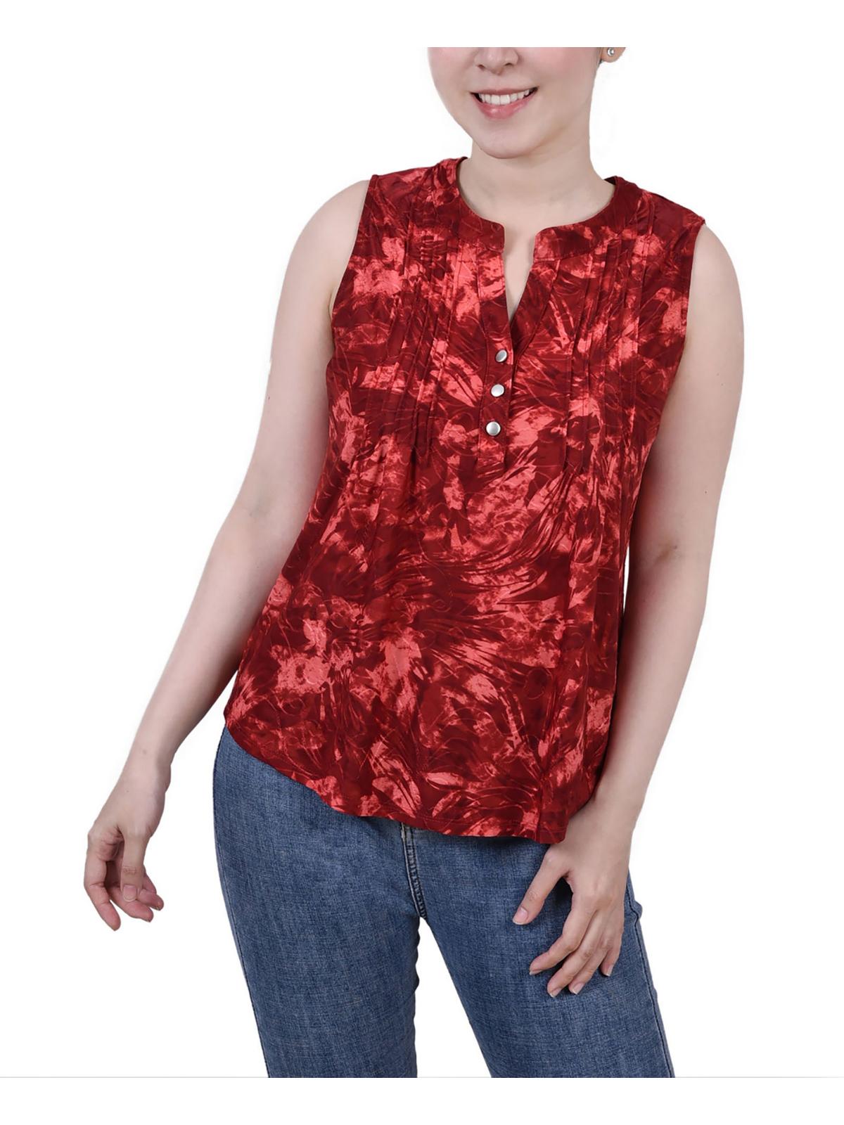 

Женская блузка Petites с принтом и Y-образным вырезом NY Collection, цвет wine tie dye