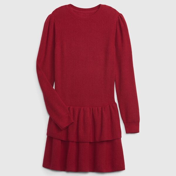 

Многоярусное платье с микровафельным переплетением Gap, красный