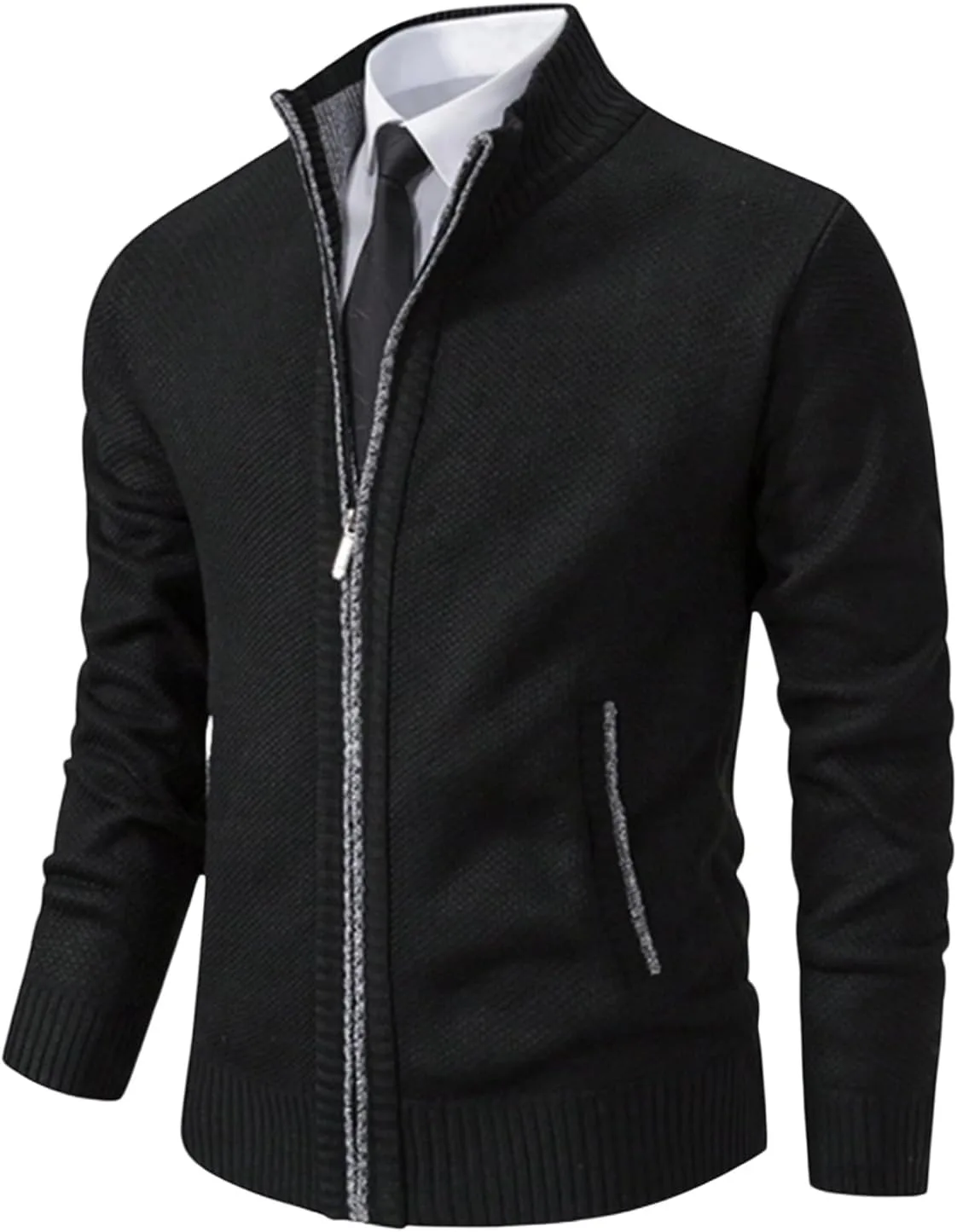 

SOLY HUX мужской кардиган с молнией, воротник-стойка, длинный рукав, с карманами