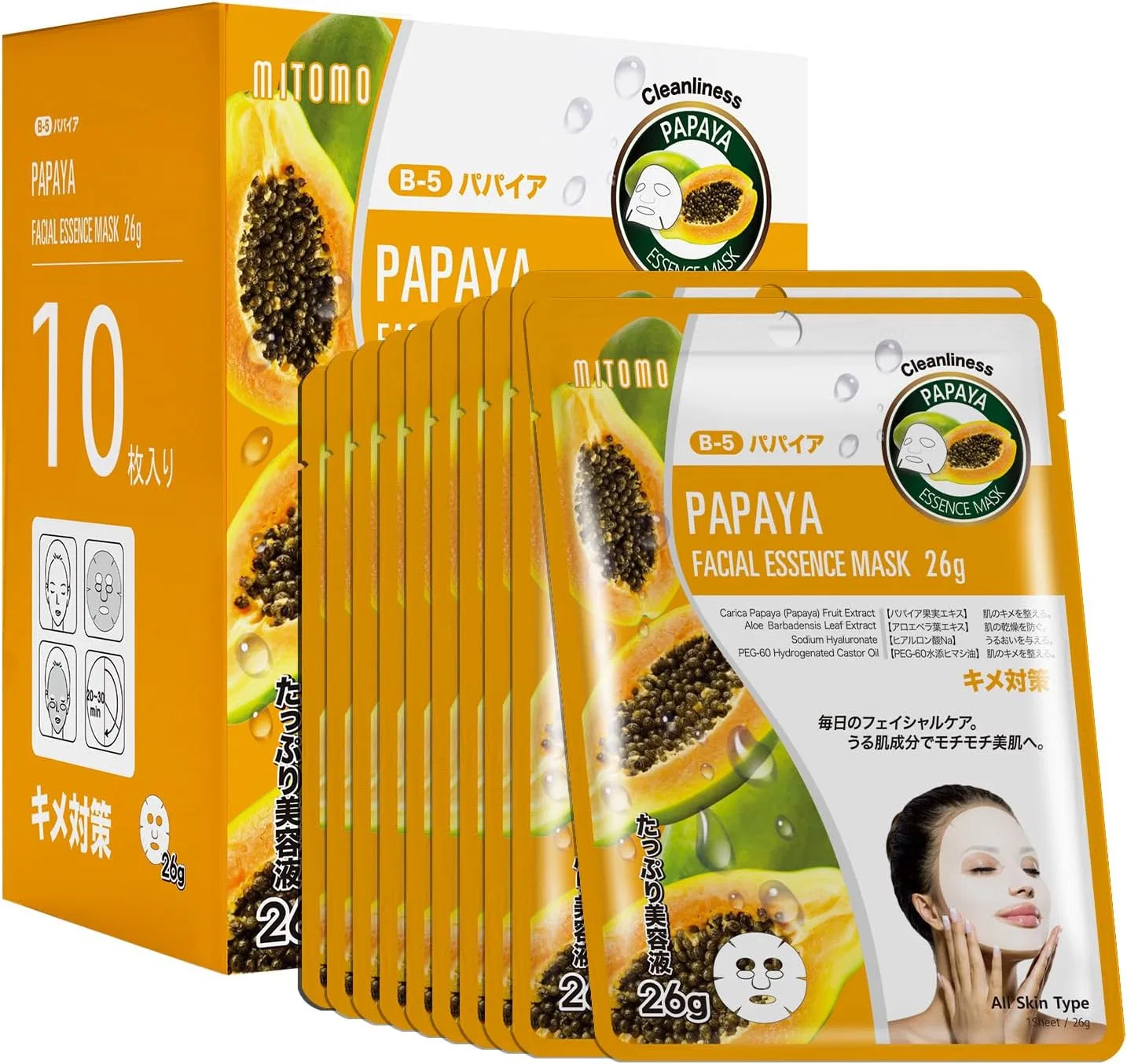 Тканевая маска Mitomo Skincare — Тканевая с папайей, 400 г