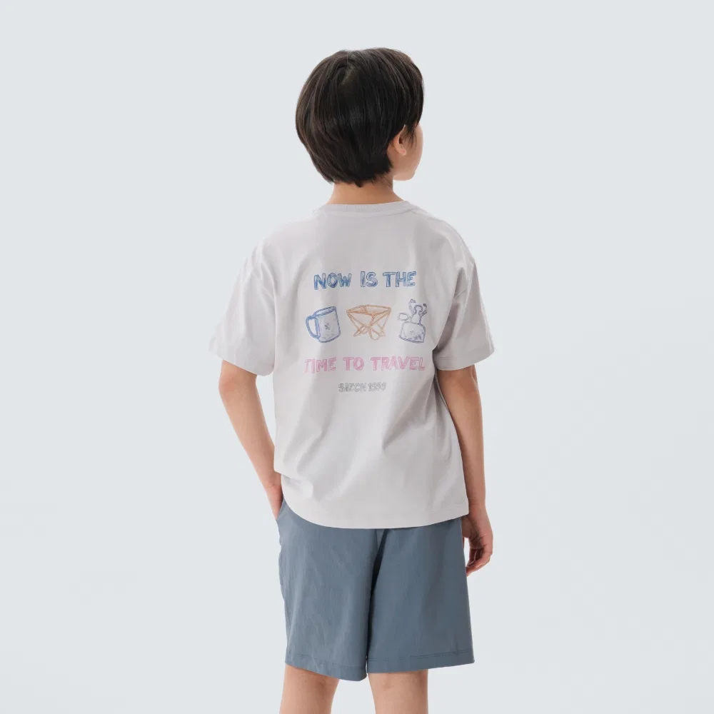 Детская футболка с короткими рукавами Aerocool Gear цвета ледяной серый от Snowpeak Apparel Kids
