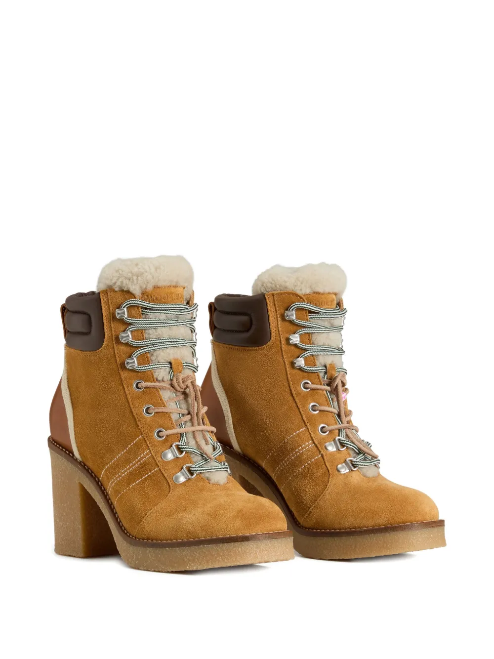 Ботильоны на шнуровке с отделкой из овчины WOOLRICH, нейтральный — фото 2