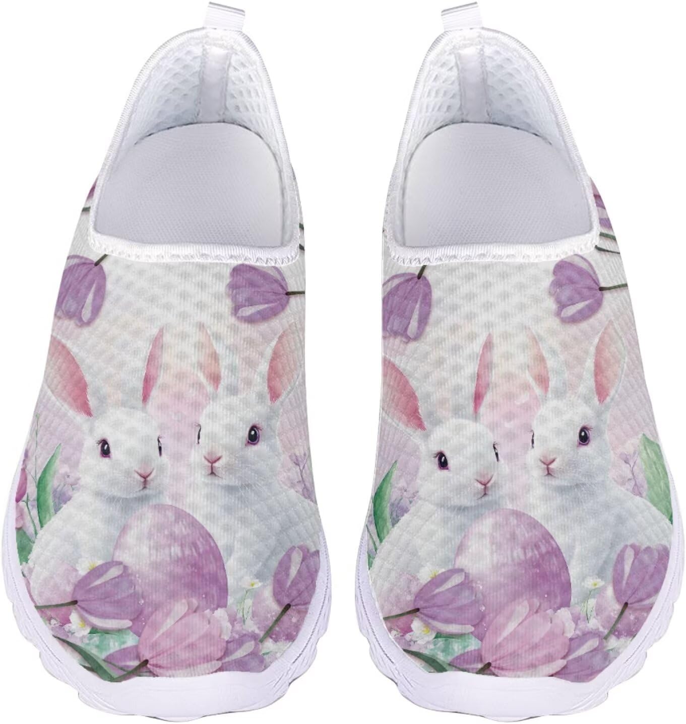 

Кроссовки Jeiento на Хэллоуин для женщин и мужчин, для вечеринки на Хэллоуин, прогулок и бега, слипоны, дышащая сетка, спортивная и модная обувь, Flower and Easter Rabbit