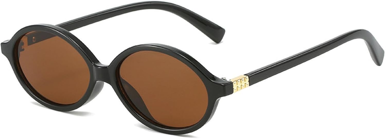 

Модные маленькие овальные солнцезащитные очки для женщин с защитой от УФ-излучения UV400, винтажные, с прозрачными линзами цвета океана, для мужчин в стиле панк VVTWSSW, Black Brown