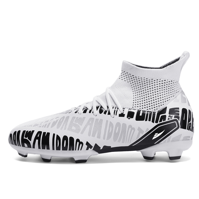 

Kuding Антискользящие износостойкие дышащие футбольные бутсы унисекс с длинными шипами белые, цвет White Long Stud