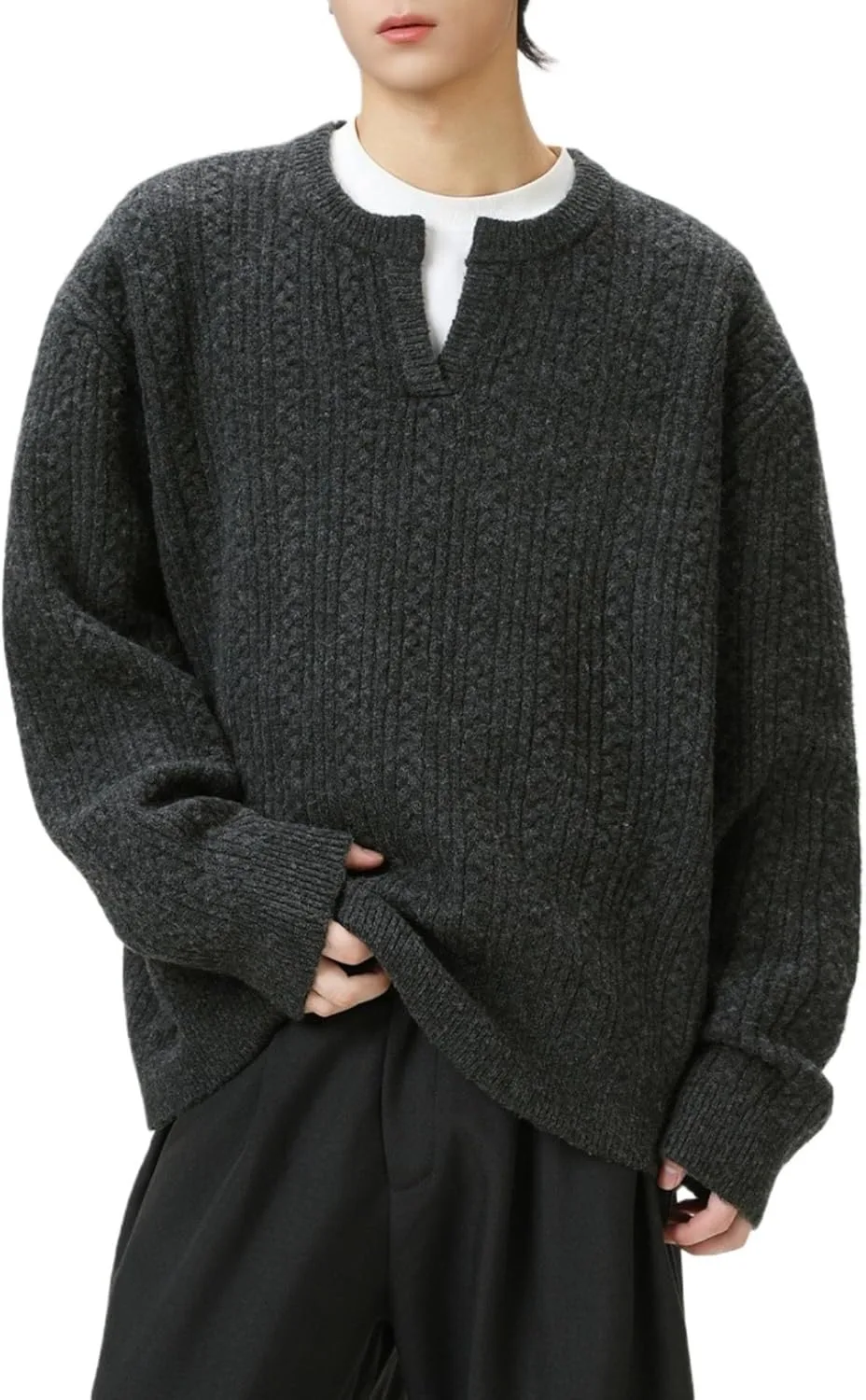 

Свитер POHADON Cable Knit V-Neck в винтажном стиле