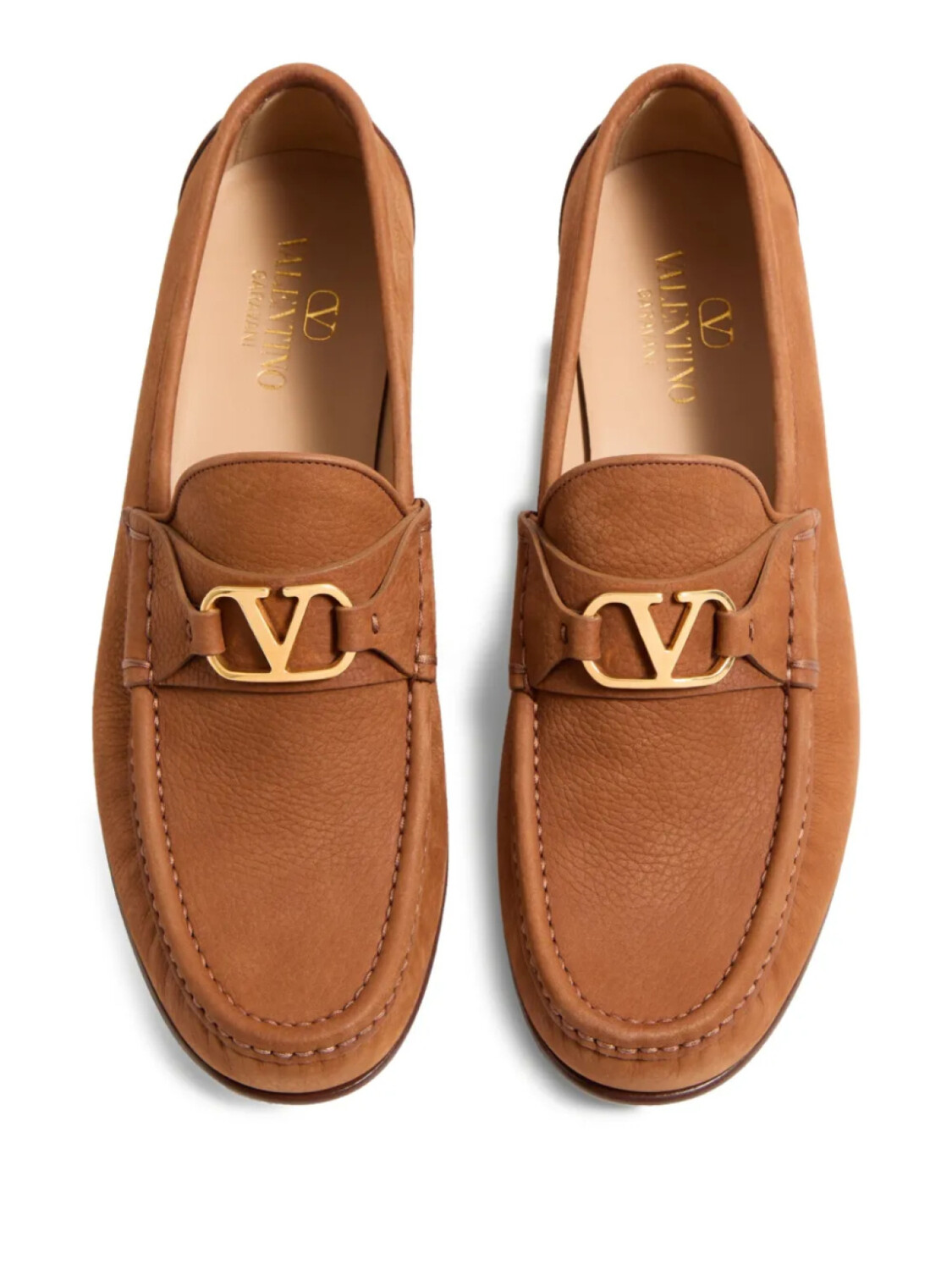ЛОФЕРЫ ИЗ ЗАМШИ Valentino Garavani VLOGO SIGNATURE, коричневый — фото 4