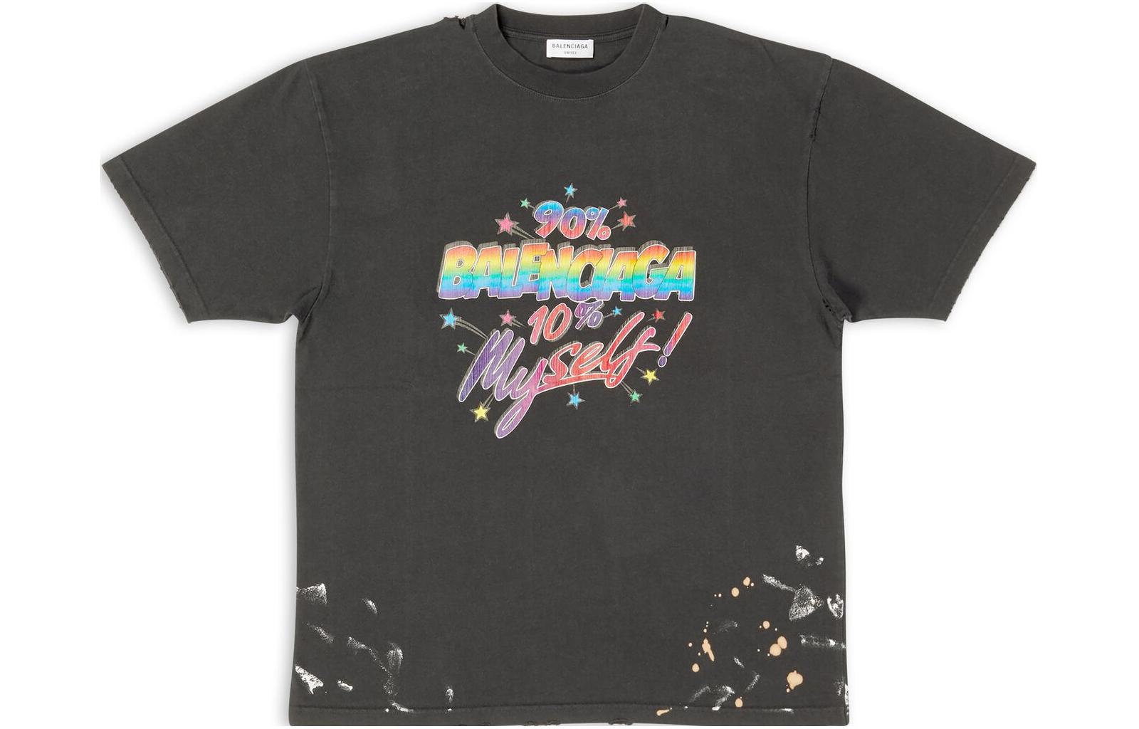 Balenciaga Женская футболка Vintage Large Fit черная/мульти — фото 3