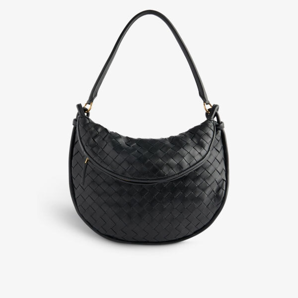 

Маленькая кожаная сумка на плечо с переплетением интреччато Bottega Veneta, черный