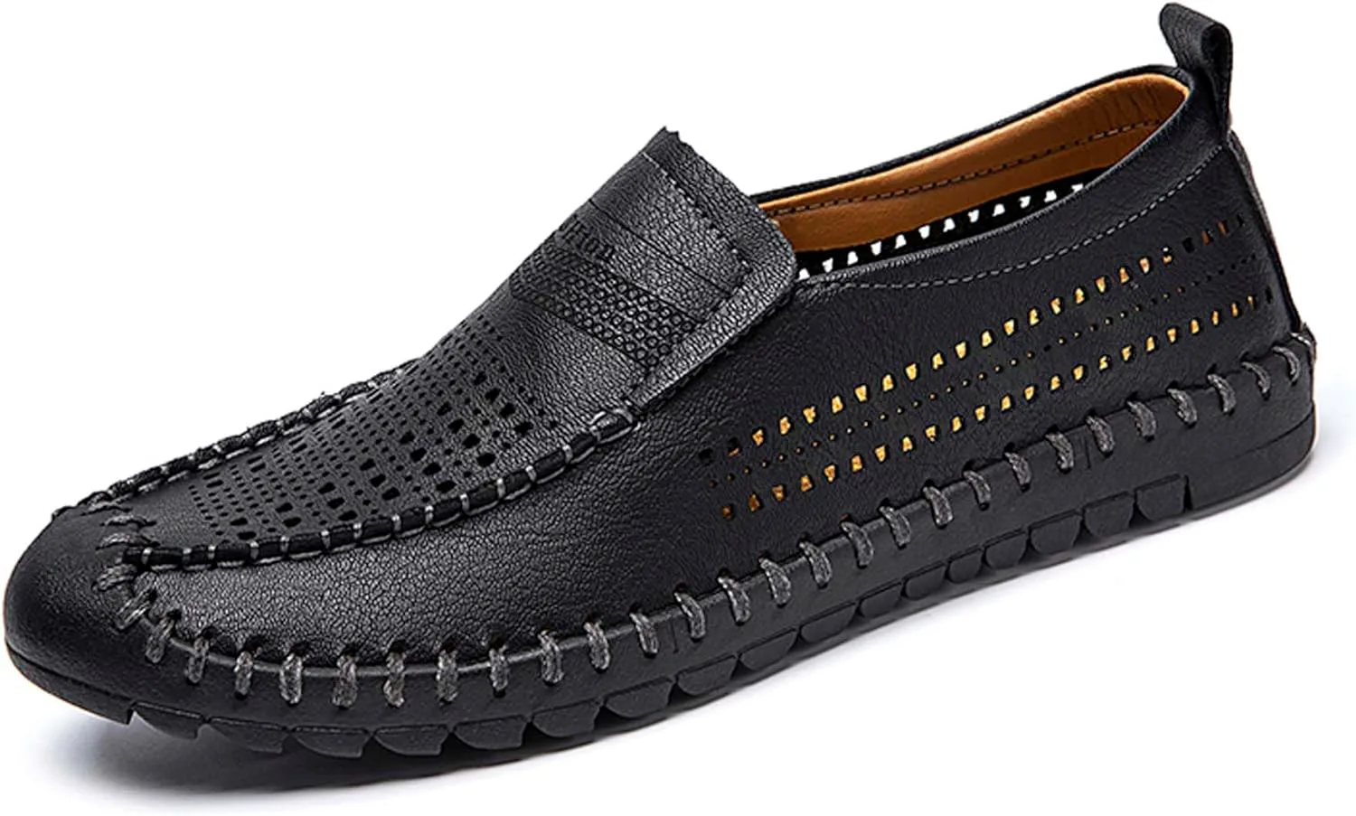 

Мужские дышащие прогулочные туфли Комфортные повседневные кожаные туфли Легкие мокасины Ретро деловые офисные туфли С вырезами повседневные кожаные туфли Для активного отдыха, пеших прогулок и вождения DZBAJRQM, черный