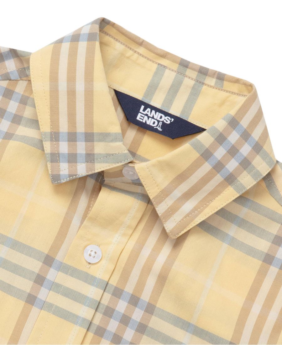 Детская рубашка с коротким рукавом из поплина для кемпинга Lands' End, Amarillo plaid — фото 2