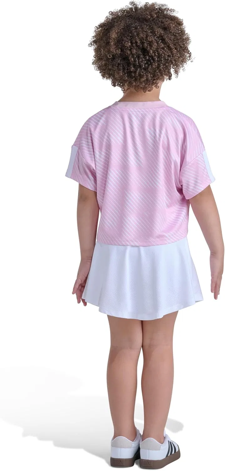 Детский спортивный комплект: топ и юбка-шорты adidas, Med Pink — фото 3
