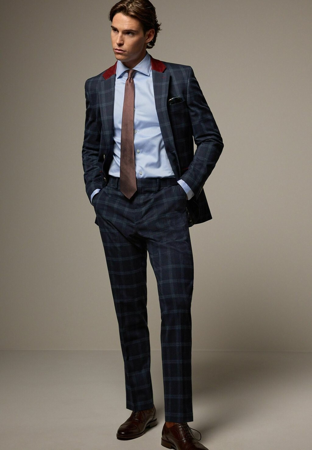 

Брюки CHECK REGULAR FIT Next, синий