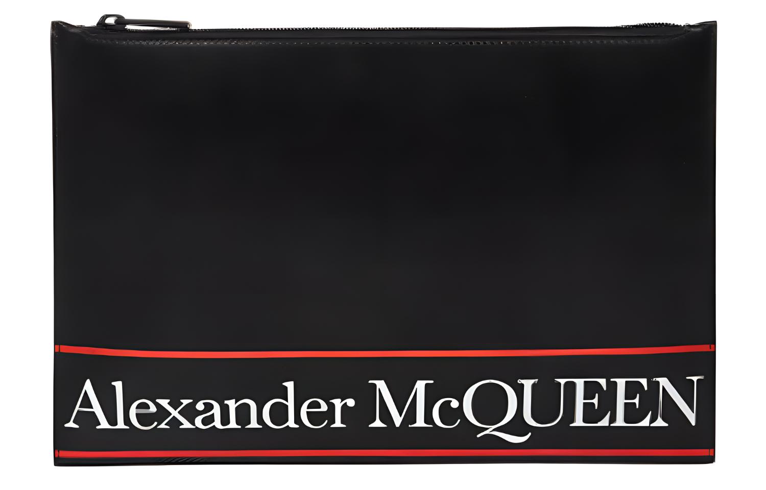 

Кожаный портфель-клатч мужской черно-красный Alexander McQueen
