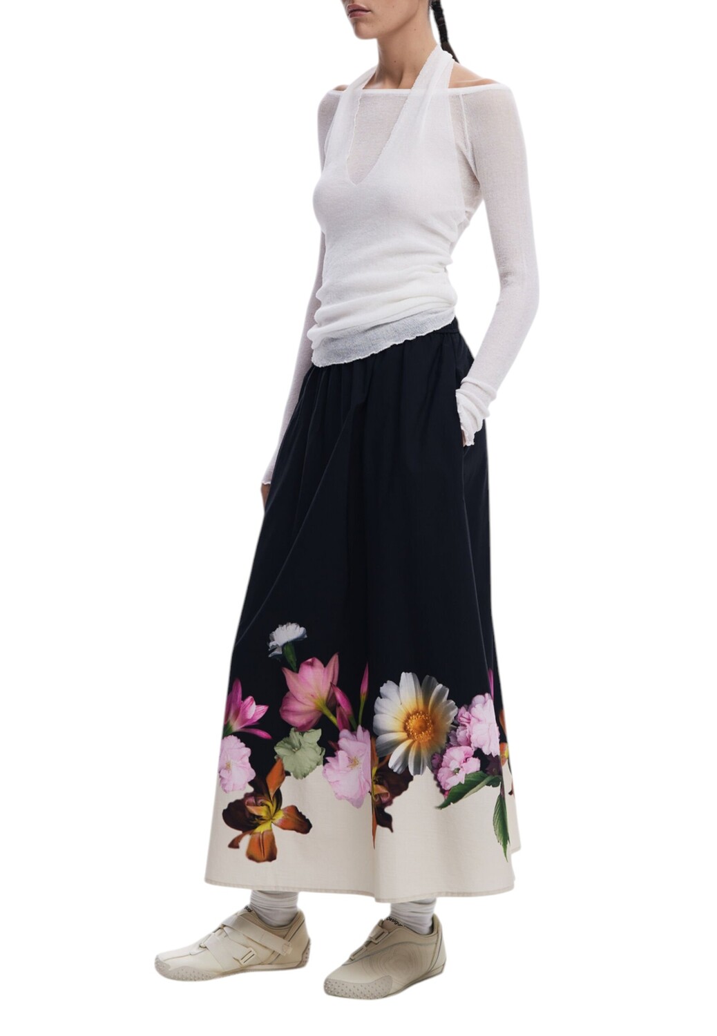 

Юбка Desigual хлопковая макси, черный