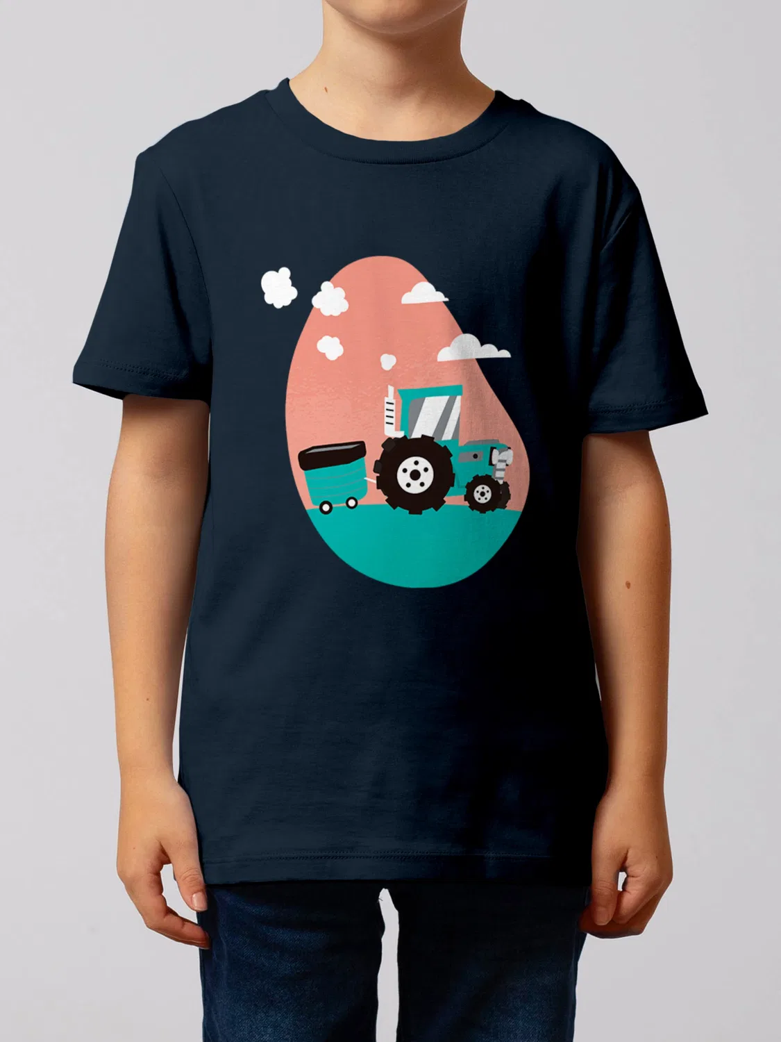 Футболка 'Traktor' Watabout.Kids, Navy/Turquoise — фото 2