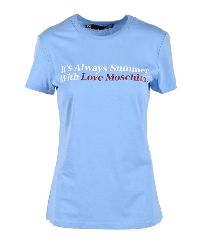 

Хлопковая футболка стильного дизайна Love Moschino, синий