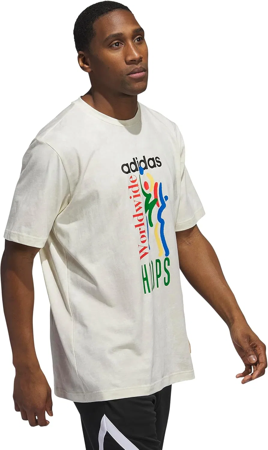 Мужская баскетбольная футболка adidas Worldwide Hoops с принтом по всей поверхности — фото 3