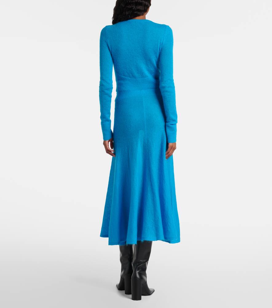 Круглая юбка миди из смесовой мохера и шерсти Alaïa, Turquoise — фото 3