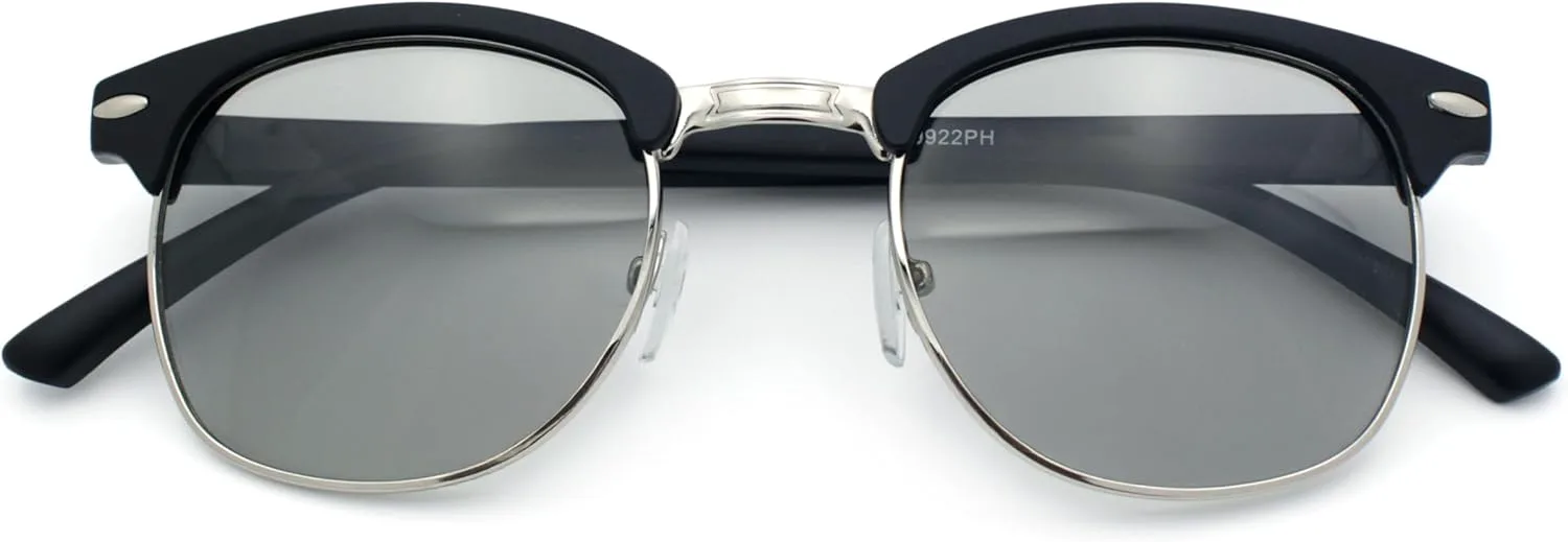 

Мужские солнцезащитные очки SA106 с поляризованными фотохромными линзами светло-серого цвета в культовой полуободковой оправе в стиле хипстер, Matte Black Silver