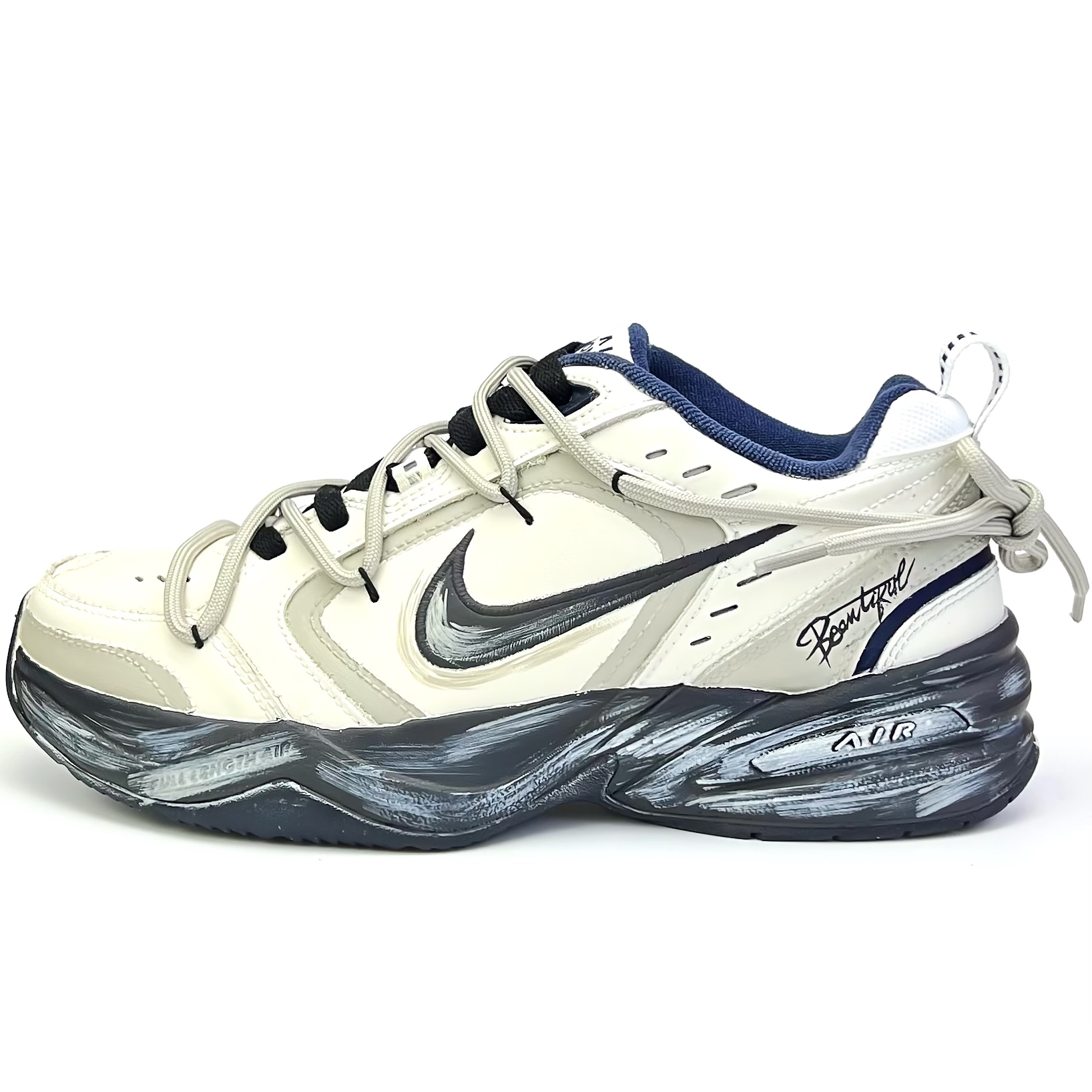 

Nike Кроссовки Air Monarch 4 с амортизацией, устойчивые к истиранию, с низким верхом, массивные, унисекс, бежево-кофейные