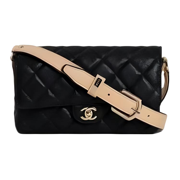 

CHANEL Сумка через плечо из телячьей кожи в стиле пэчворк с золотым металлом, обычная женская, черная