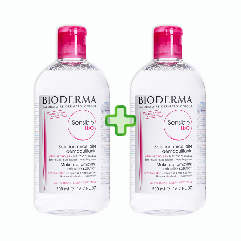 

Bioderma Sensibio H2O, мицеллярная жидкость для очищения лица, 500 мл + 500 мл Naos